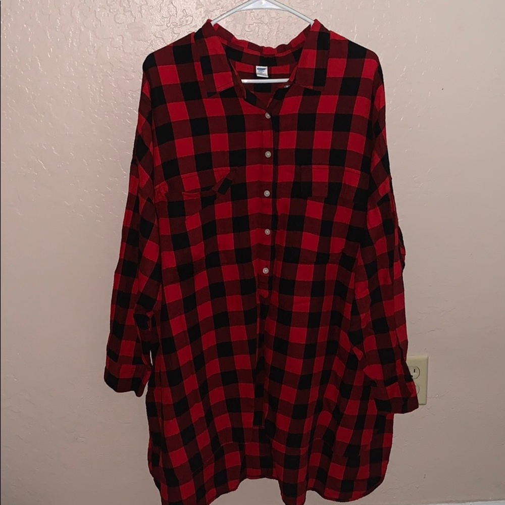 Red and black flannel dress